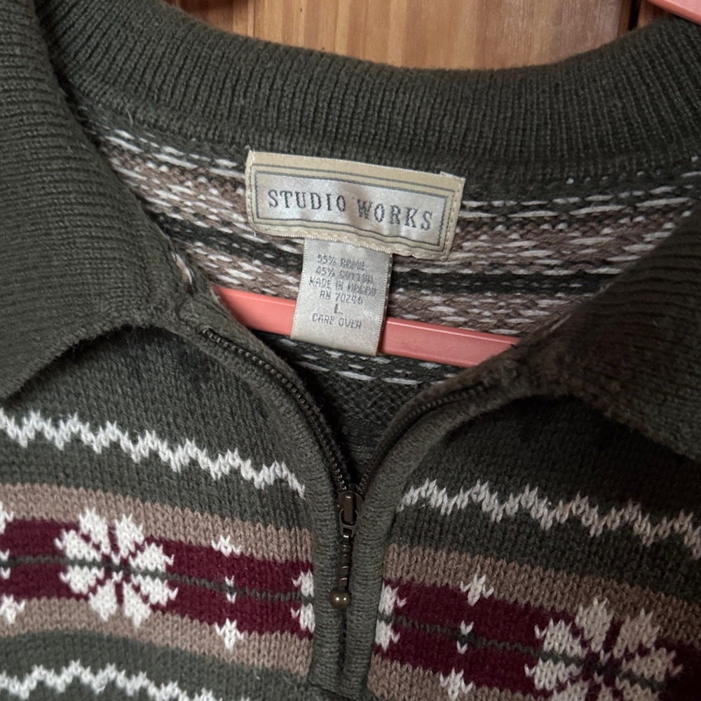fair-isle Zip-Up knit Sweater - Picture 2 of 4